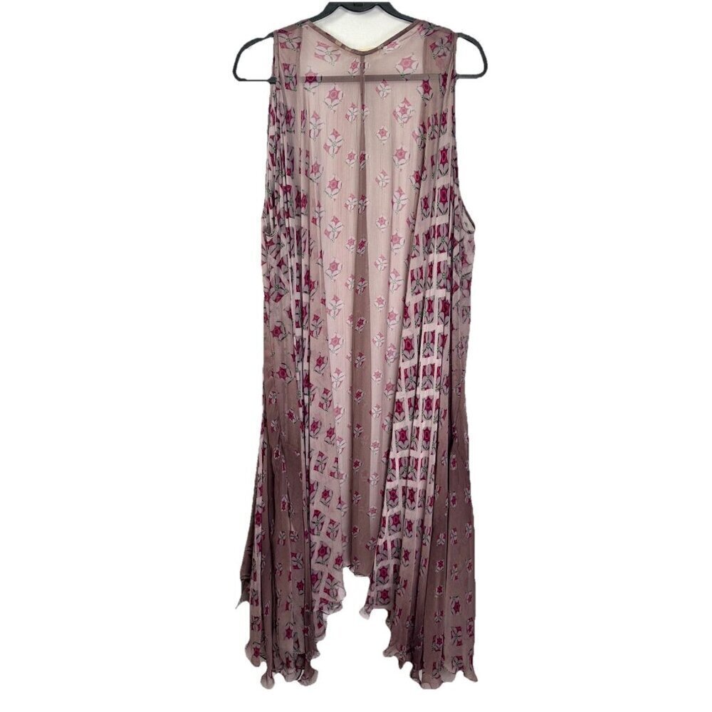 Soft Surroundings Long Maxi Vest Womens L/XL Purple Plum Ombré Flowy Boho Sheer - Picture 2 of 8